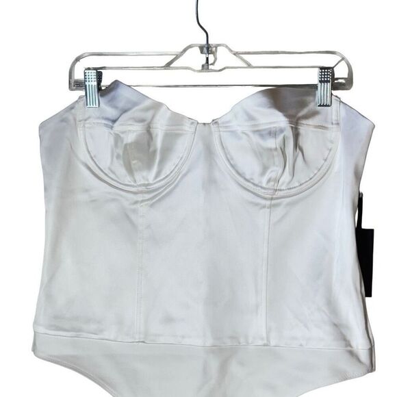 H:ours REVOLVE Tabitha Bodysuit in White Satin Corset Look XL - Picture 11 of 12